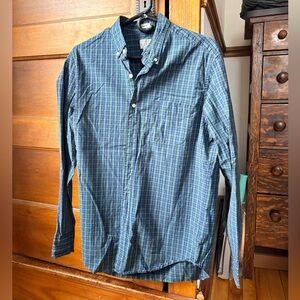 J. Crew Men's Blue and Green Checkered Shirt